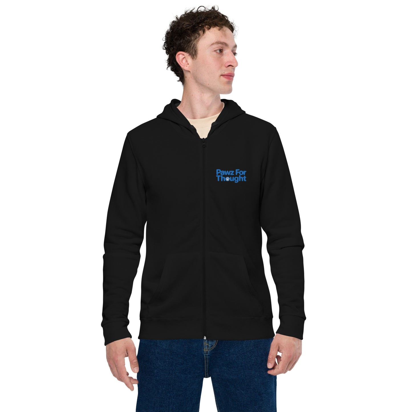 staff only !Unisex zip hoodie with stitched Pawz logo